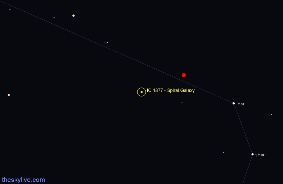 Finder chart IC 1877 - Spiral Galaxy in Horologium star