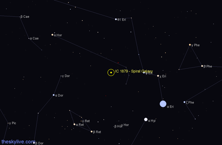 Finder chart IC 1879 - Spiral Galaxy in Horologium star