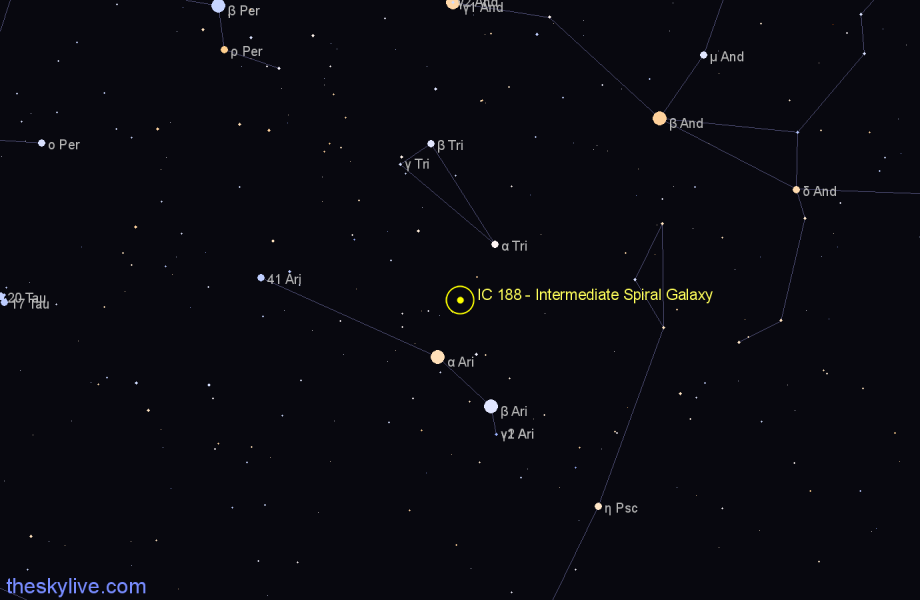 Finder chart IC 188 - Intermediate Spiral Galaxy in Aries star