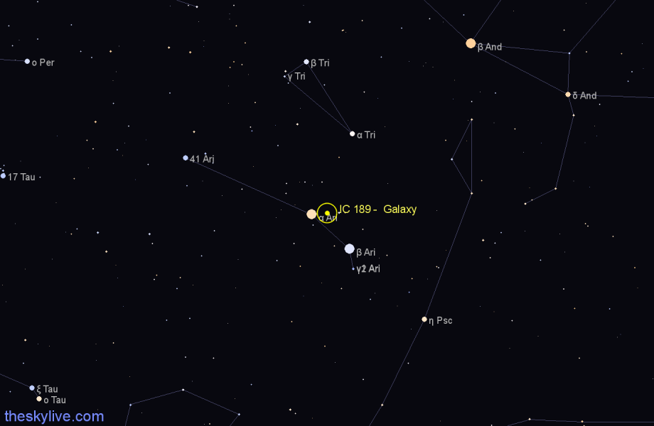 Finder chart IC 189 -  Galaxy in Aries star