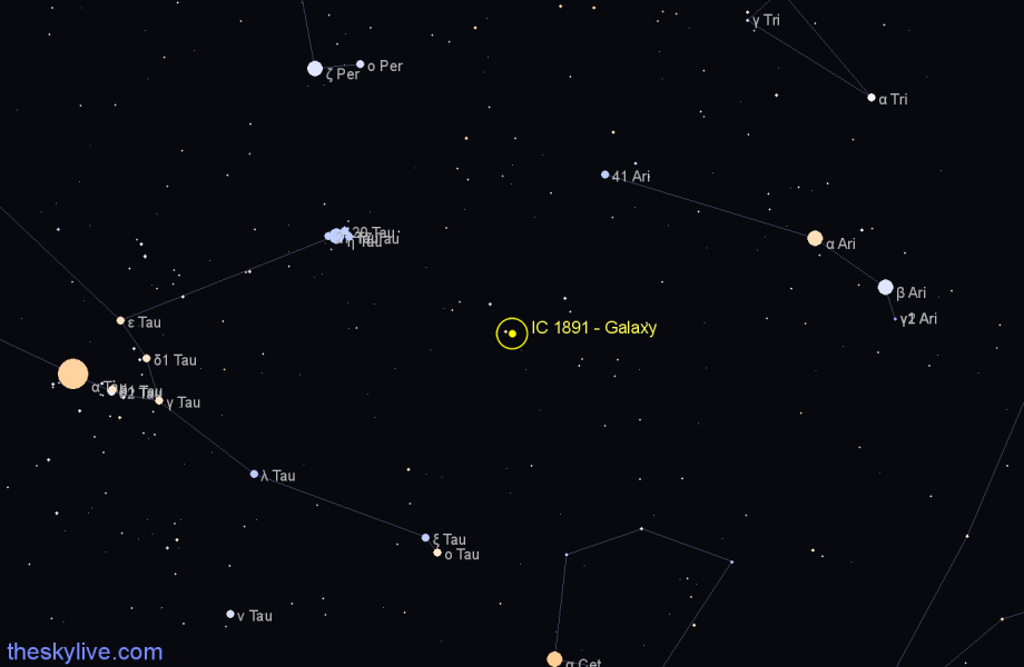 Finder chart IC 1891 - Galaxy in Aries star