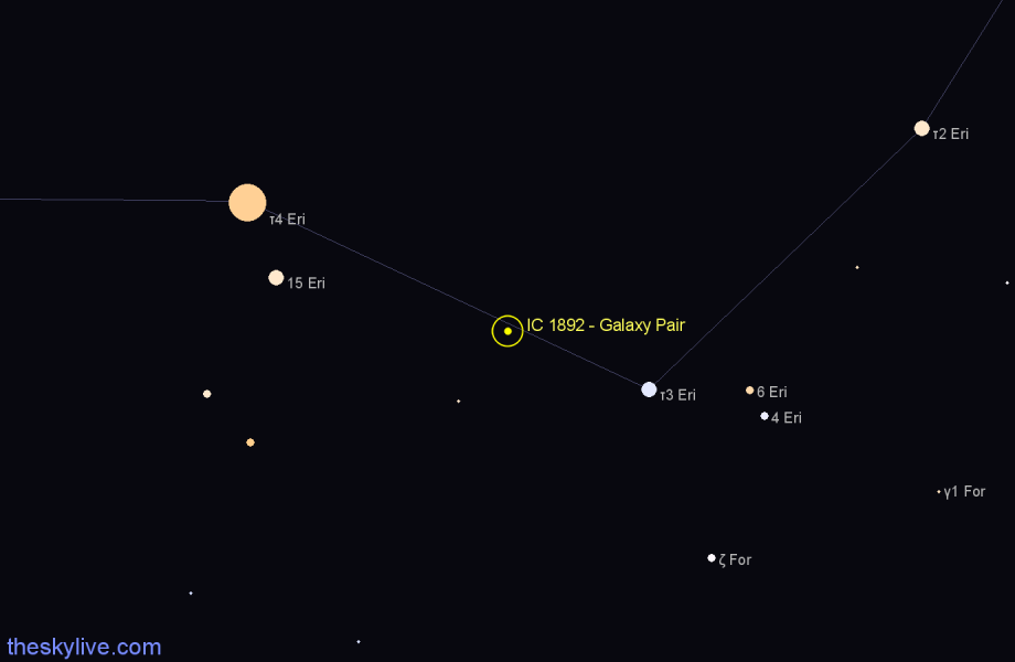 Finder chart IC 1892 - Galaxy Pair in Eridanus star