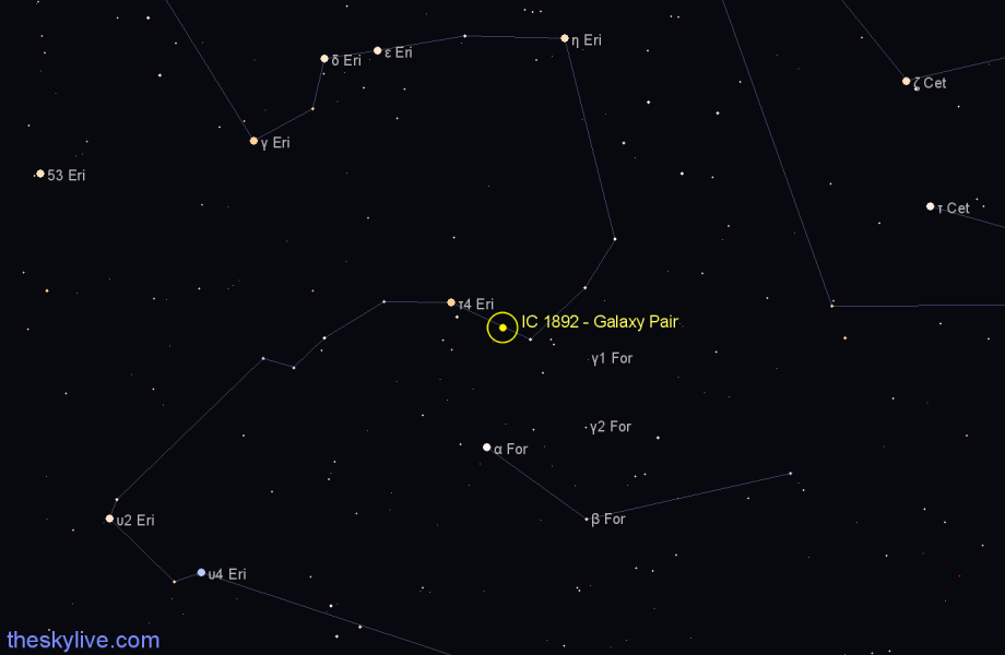 Finder chart IC 1892 - Galaxy Pair in Eridanus star
