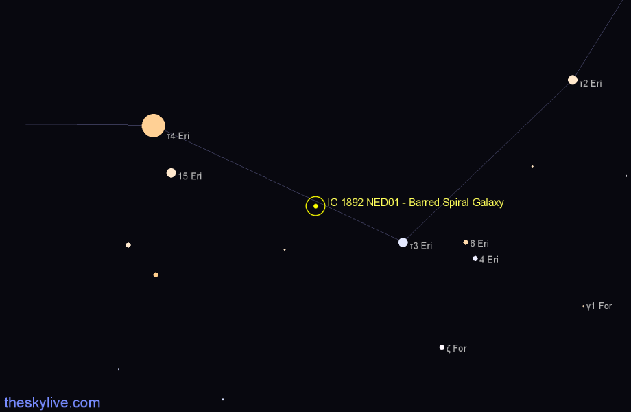 Finder chart IC 1892 NED01 - Barred Spiral Galaxy in Eridanus star