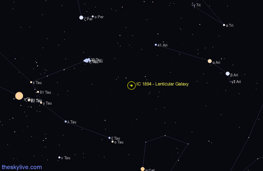 Finder chart IC 1894 - Lenticular Galaxy in Aries star