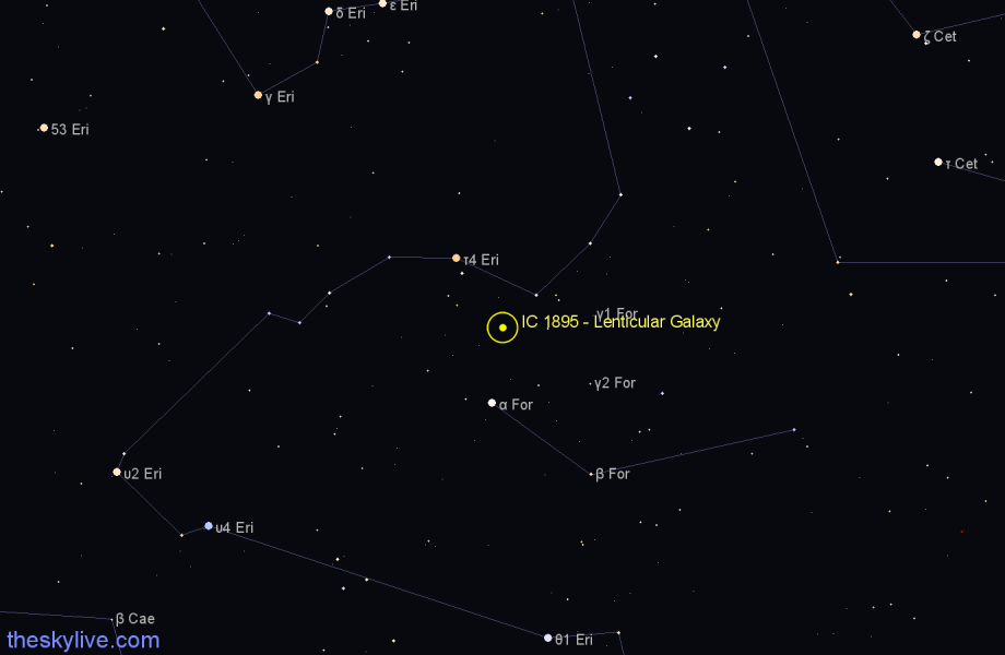 Finder chart IC 1895 - Lenticular Galaxy in Fornax star