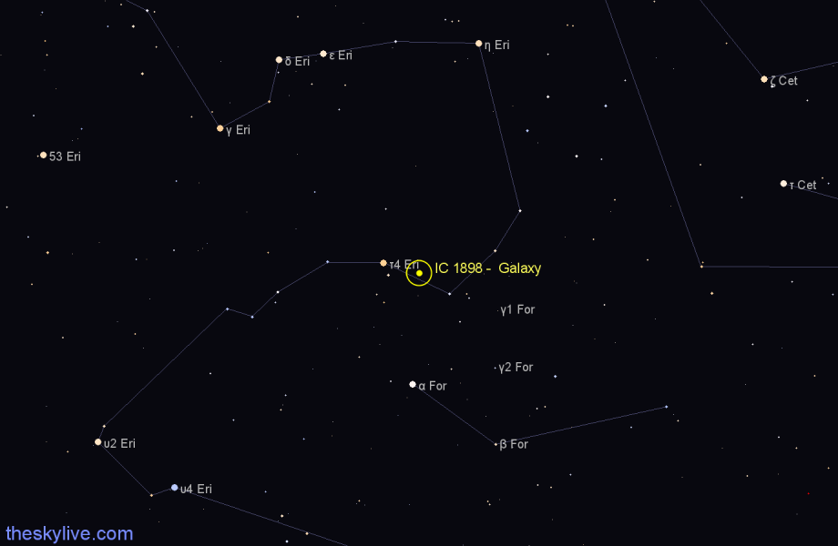 Finder chart IC 1898 - Galaxy in Eridanus star