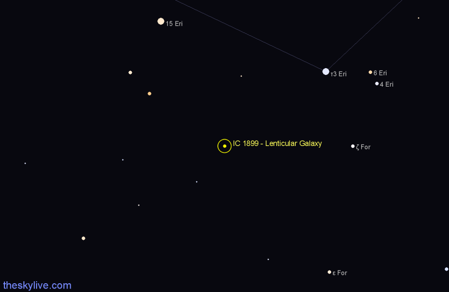 Finder chart IC 1899 - Lenticular Galaxy in Fornax star