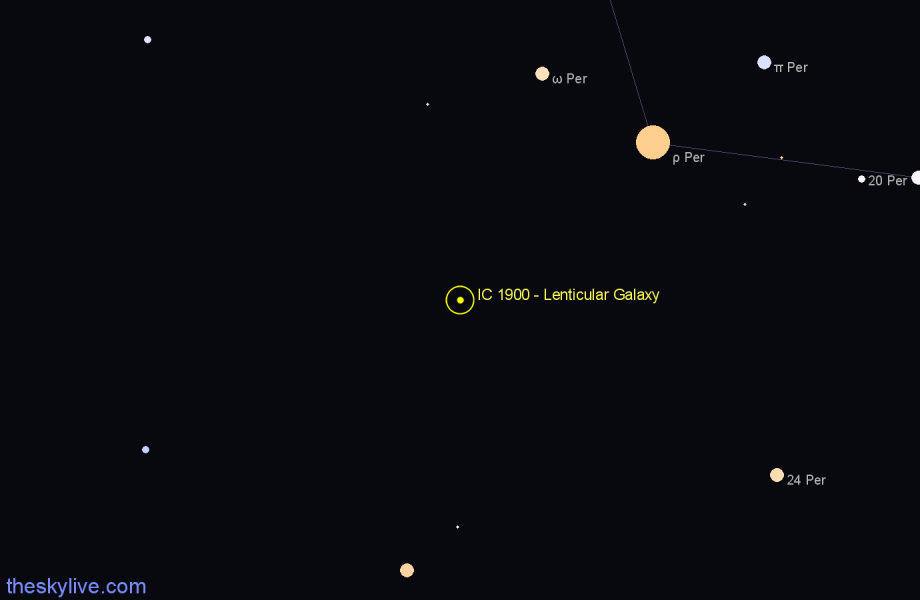 Finder chart IC 1900 - Lenticular Galaxy in Perseus star