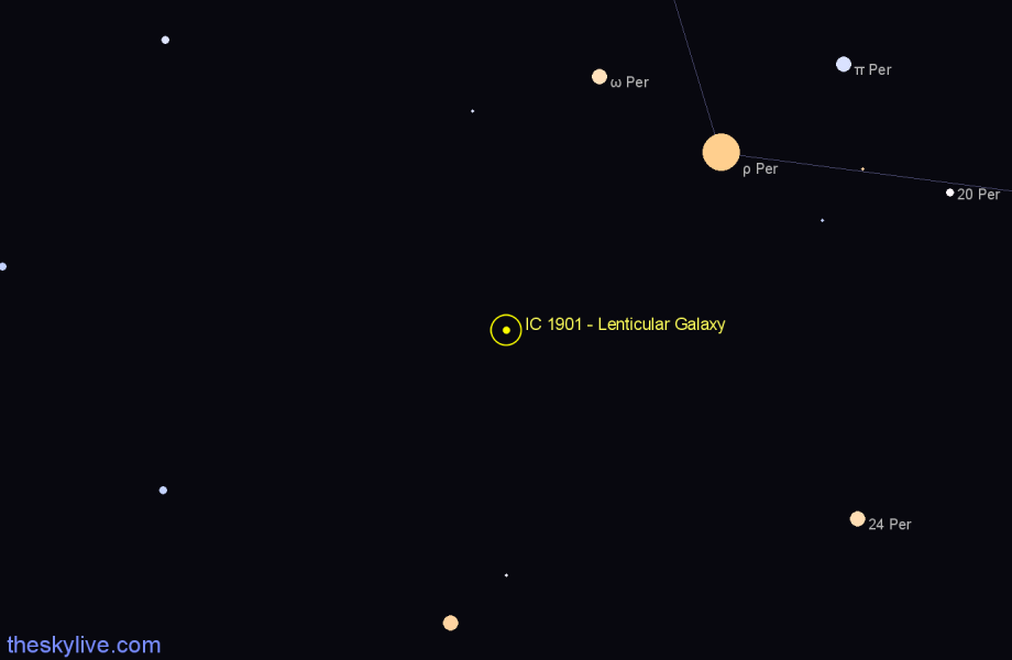 Finder chart IC 1901 - Lenticular Galaxy in Perseus star