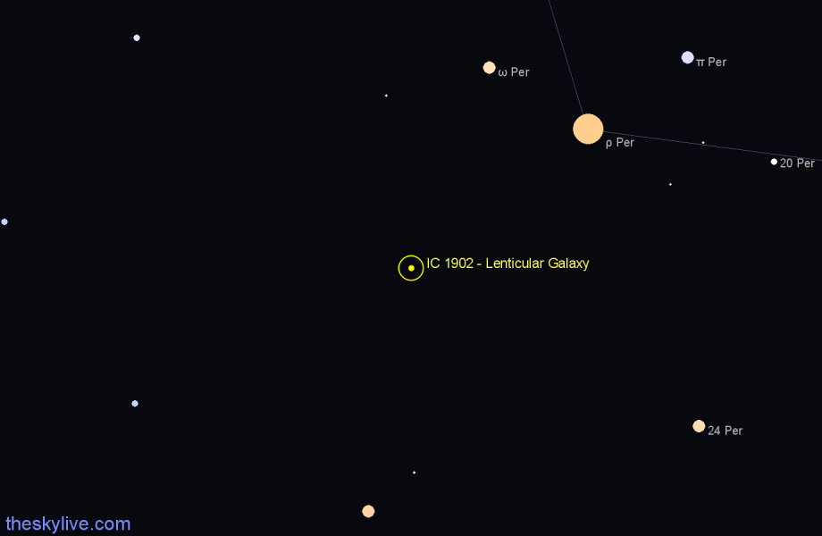 Finder chart IC 1902 - Lenticular Galaxy in Perseus star