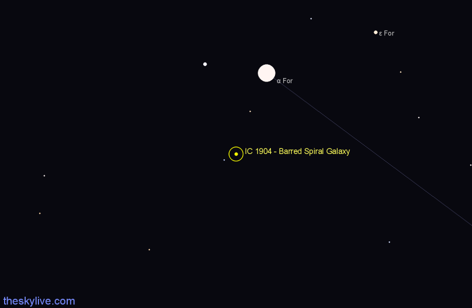Finder chart IC 1904 - Barred Spiral Galaxy in Fornax star