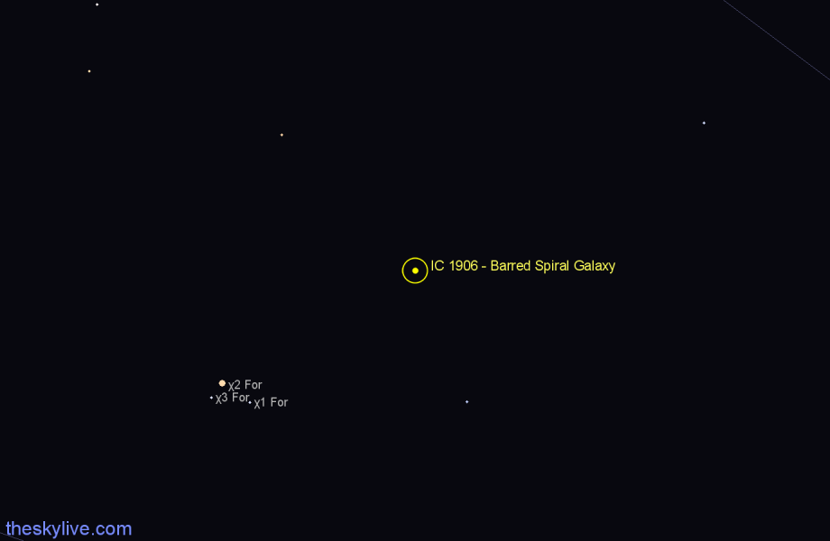 Finder chart IC 1906 - Barred Spiral Galaxy in Fornax star