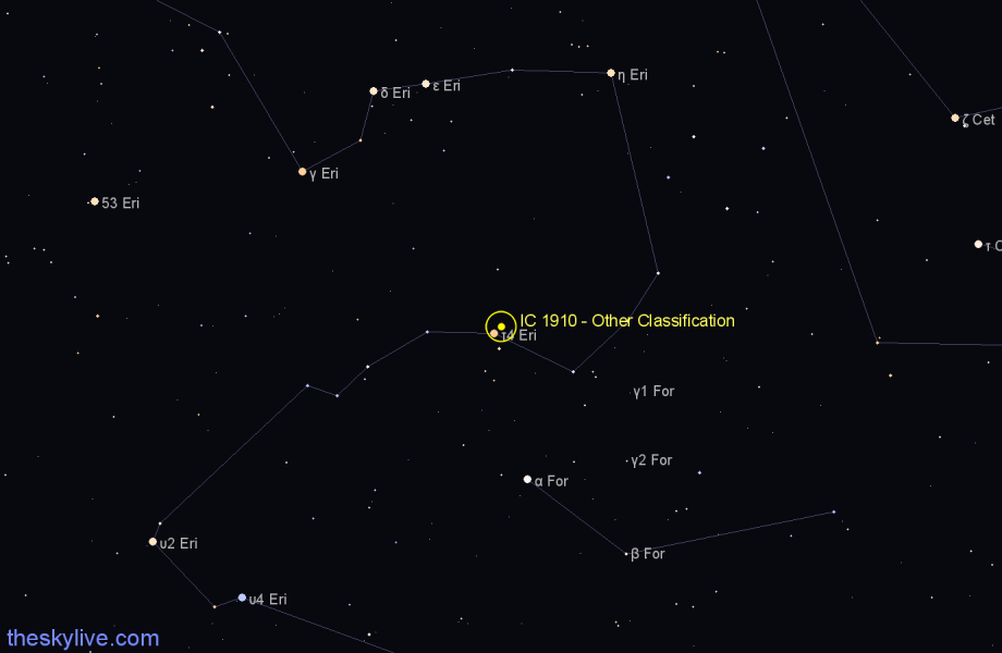 Finder chart IC 1910 - Other Classification in Eridanus star