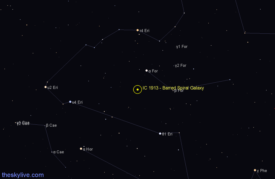 Finder chart IC 1913 - Barred Spiral Galaxy in Fornax star