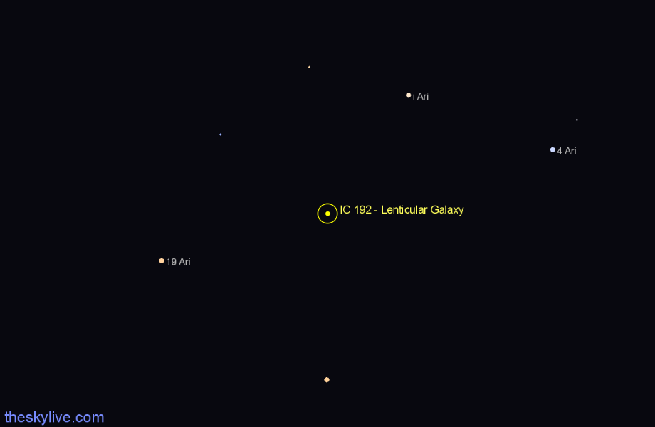 Finder chart IC 192 - Lenticular Galaxy in Aries star