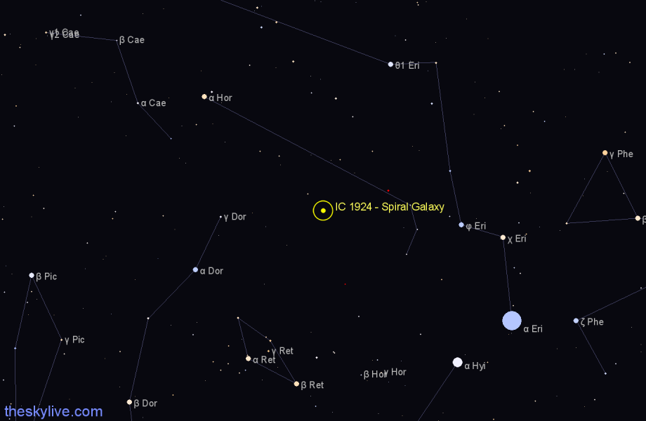 Finder chart IC 1924 - Spiral Galaxy in Horologium star