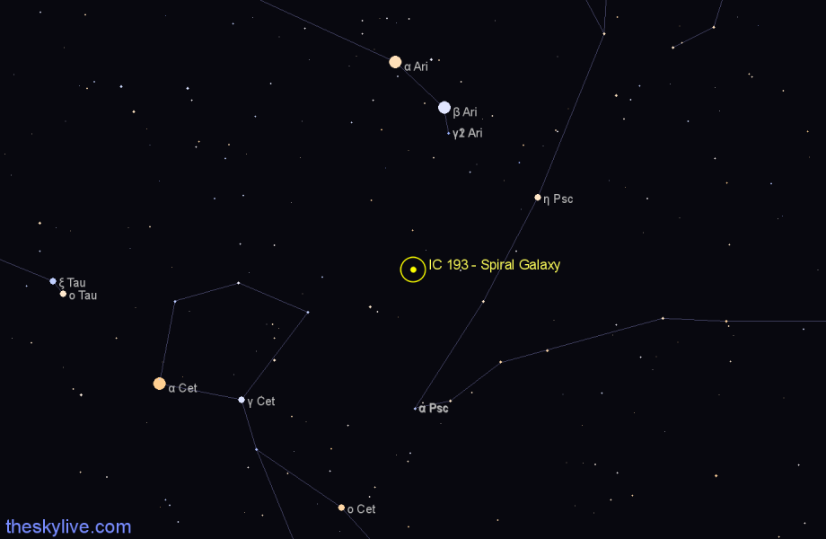 Finder chart IC 193 - Spiral Galaxy in Aries star