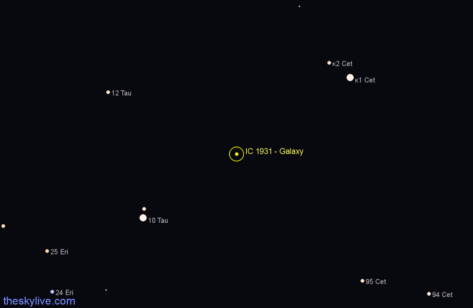 Finder chart IC 1931 - Galaxy in Taurus star