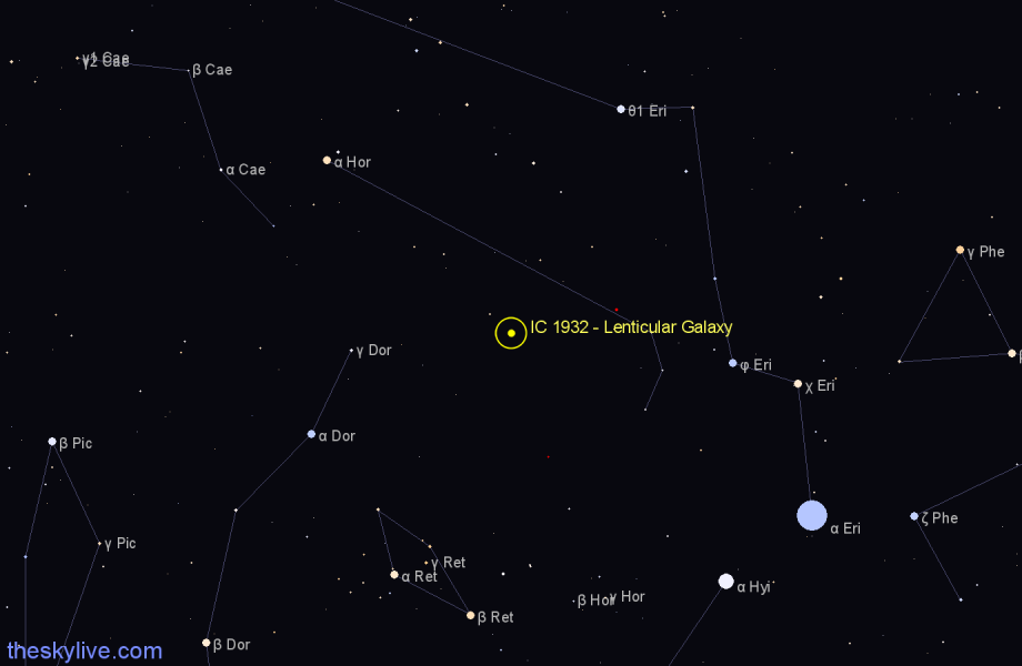 Finder chart IC 1932 - Lenticular Galaxy in Horologium star