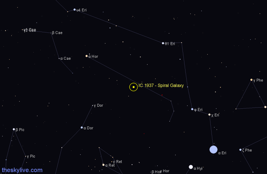 Finder chart IC 1937 - Spiral Galaxy in Horologium star