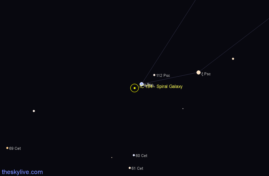 Finder chart IC 194 - Spiral Galaxy in Pisces star