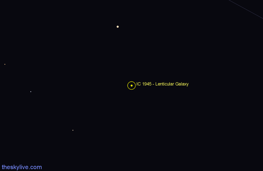 Finder chart IC 1945 - Lenticular Galaxy in Horologium star