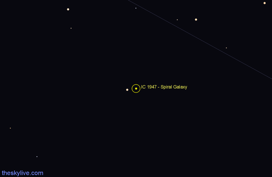 Finder chart IC 1947 - Spiral Galaxy in Horologium star