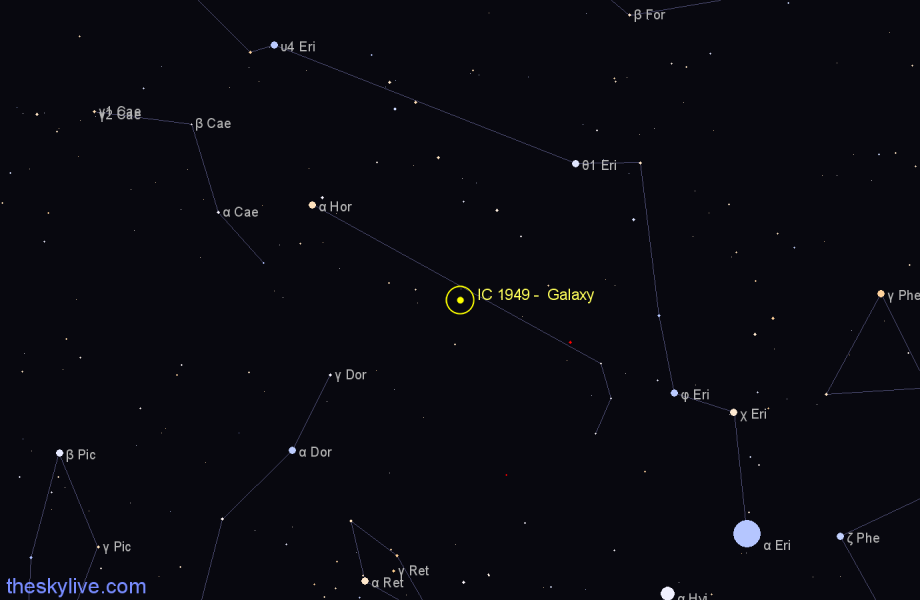 Finder chart IC 1949 -  Galaxy in Horologium star