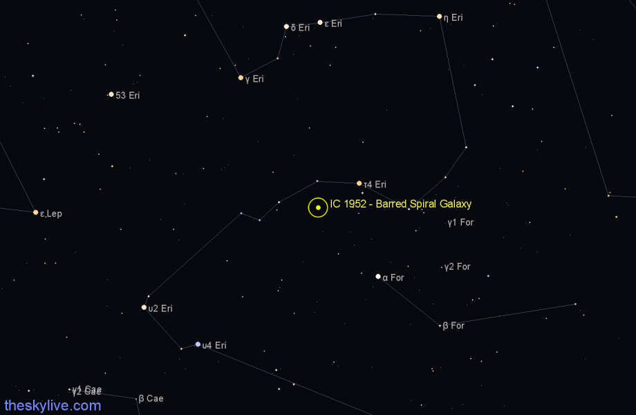 Finder chart IC 1952 - Barred Spiral Galaxy in Eridanus star