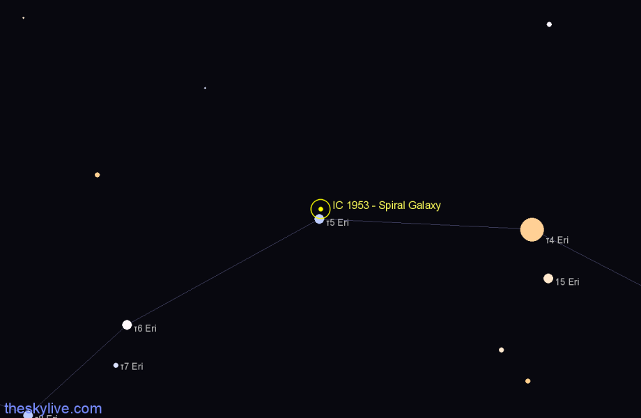 Finder chart IC 1953 - Spiral Galaxy in Eridanus star