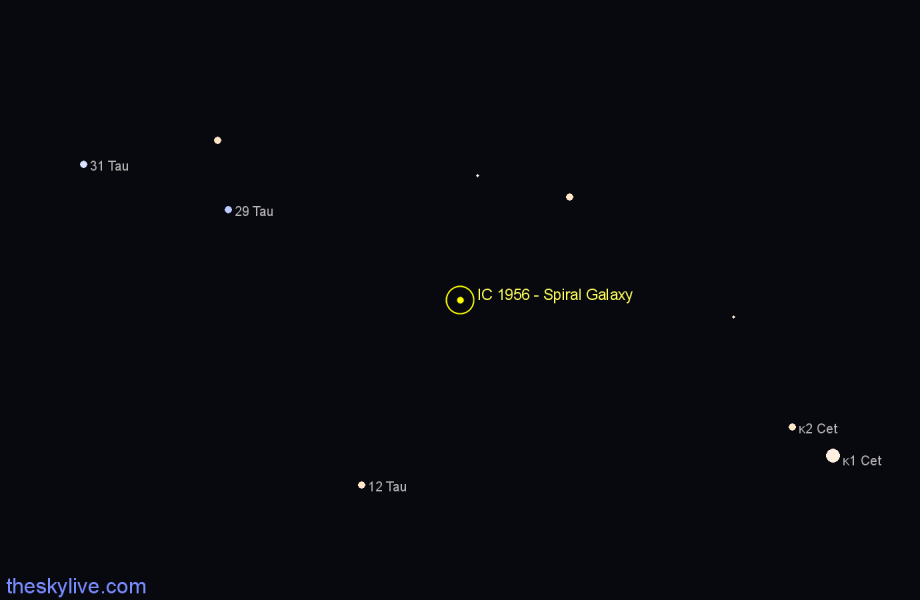 Finder chart IC 1956 - Spiral Galaxy in Taurus star