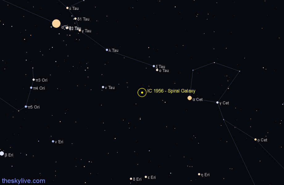 Finder chart IC 1956 - Spiral Galaxy in Taurus star