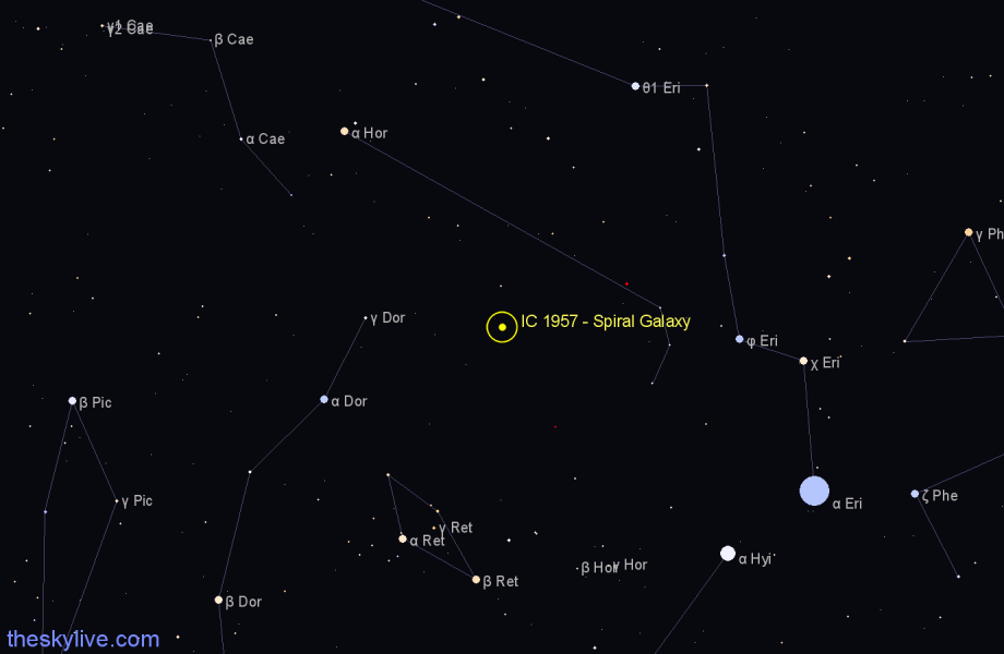 Finder chart IC 1957 - Spiral Galaxy in Horologium star