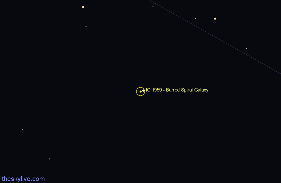 Finder chart IC 1959 - Barred Spiral Galaxy in Horologium star