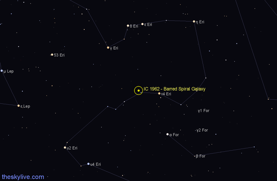 Finder chart IC 1962 - Barred Spiral Galaxy in Eridanus star