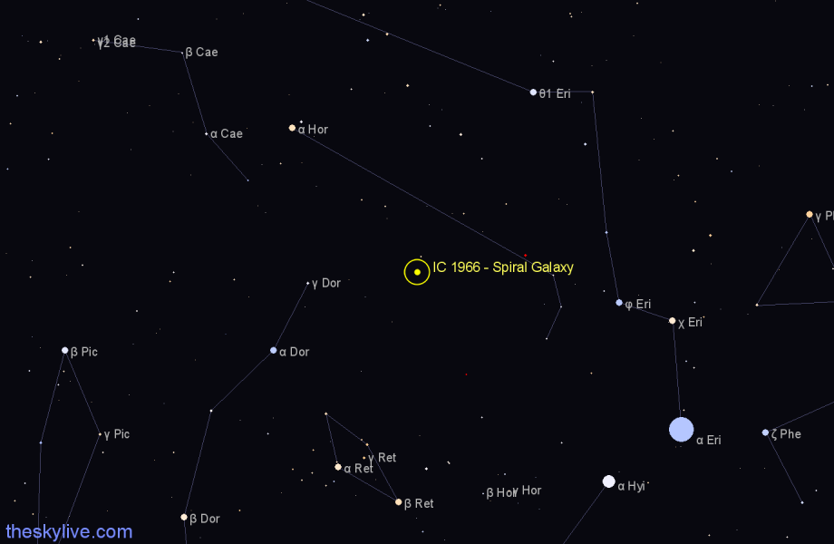 Finder chart IC 1966 - Spiral Galaxy in Horologium star