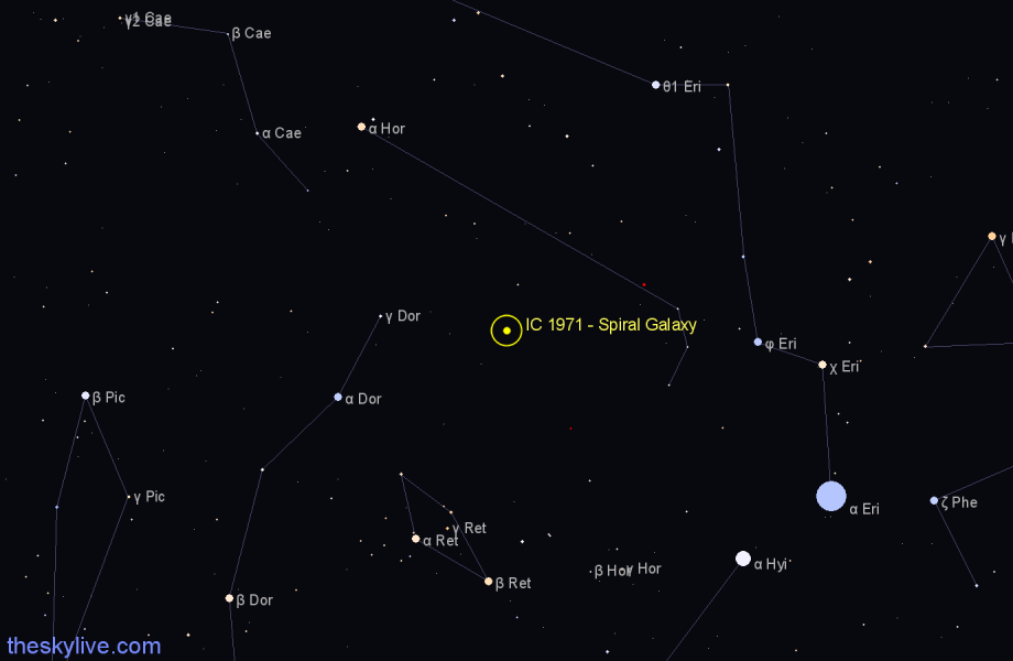 Finder chart IC 1971 - Spiral Galaxy in Horologium star