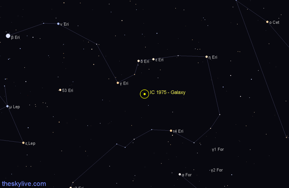 Finder chart IC 1975 - Galaxy in Eridanus star