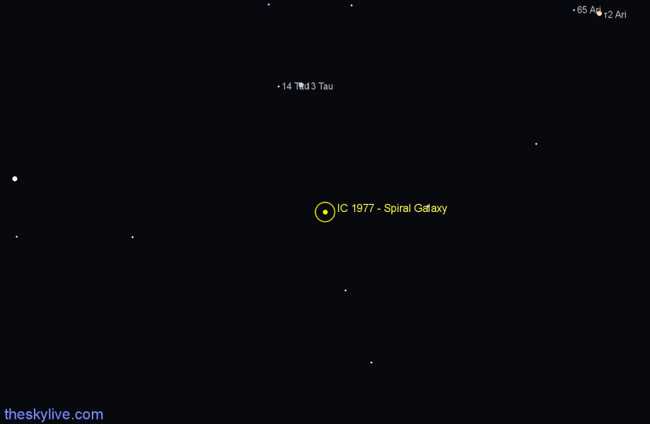 Finder chart IC 1977 - Spiral Galaxy in Taurus star