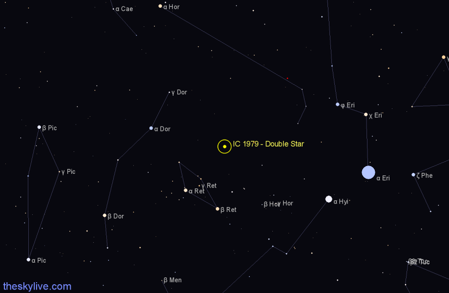 Finder chart IC 1979 - Double Star in Reticulum star