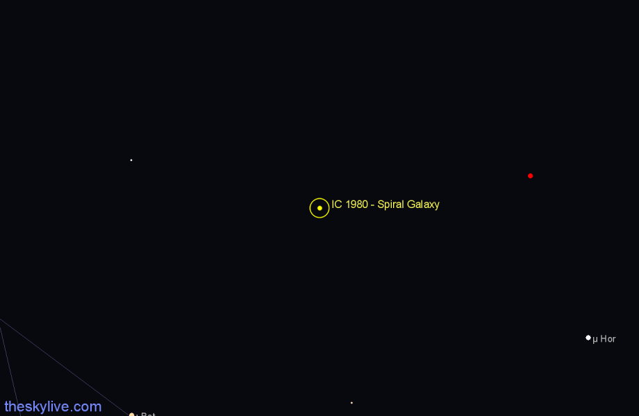 Finder chart IC 1980 - Spiral Galaxy in Reticulum star