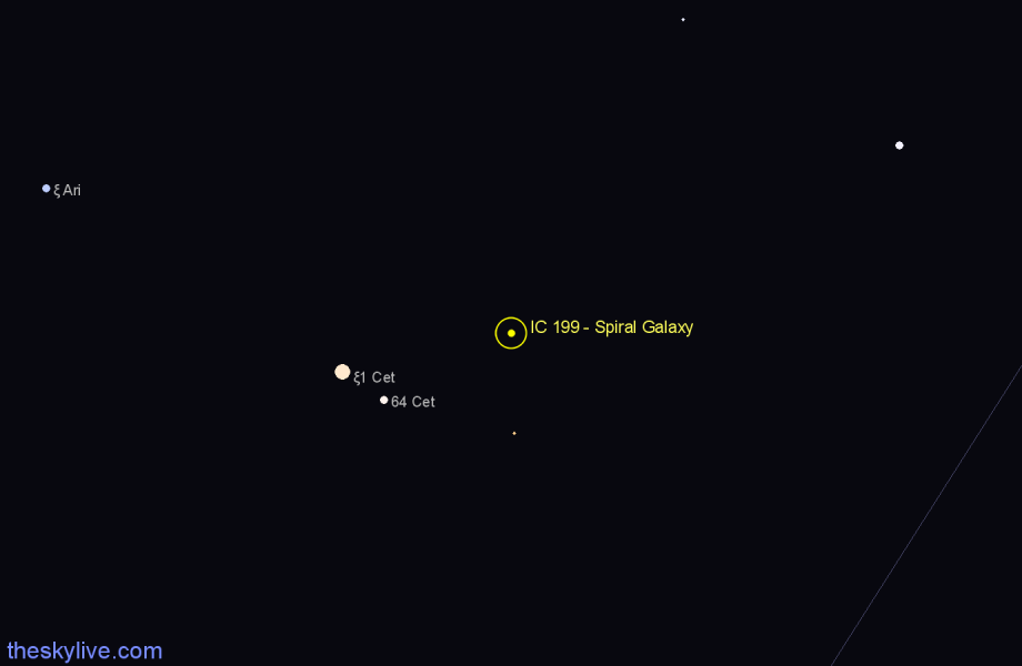 Finder chart IC 199 - Spiral Galaxy in Cetus star