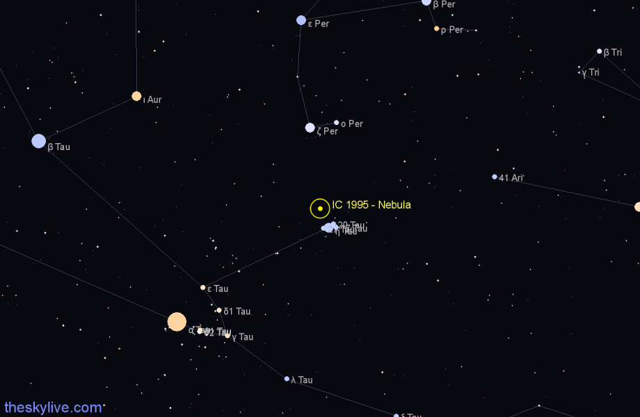 Finder chart IC 1995 - Nebula in Taurus star