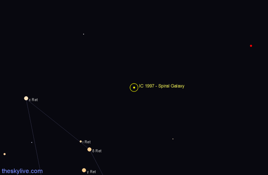 Finder chart IC 1997 - Spiral Galaxy in Reticulum star