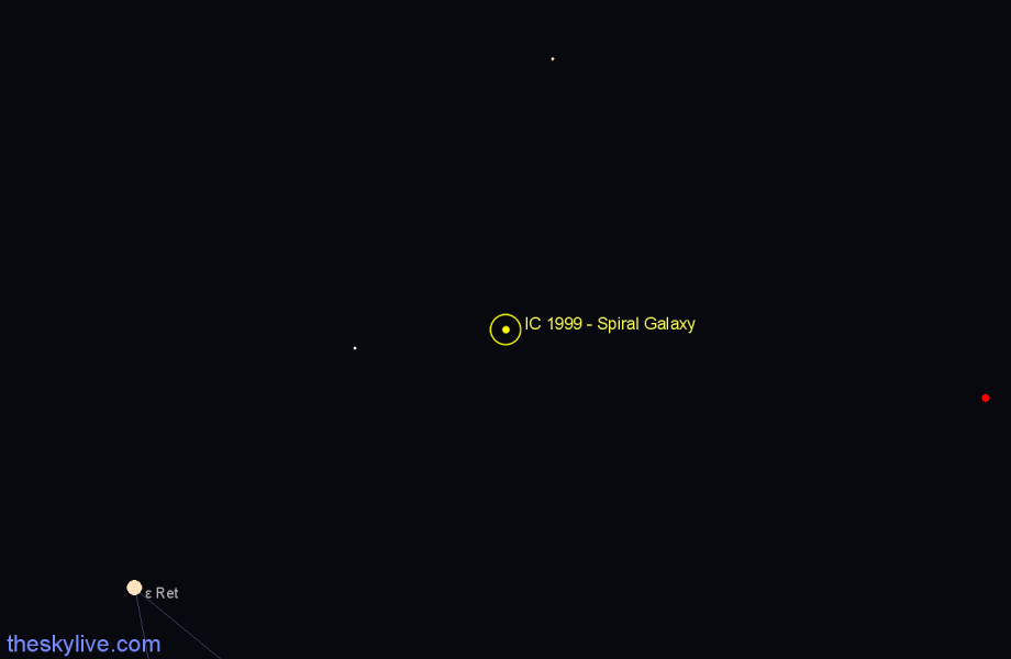 Finder chart IC 1999 - Spiral Galaxy in Reticulum star