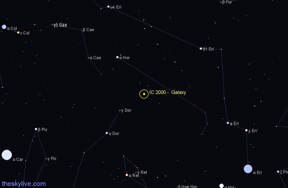 Finder chart IC 2000 -  Galaxy in Horologium star