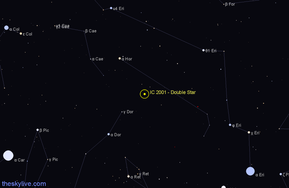 Finder chart IC 2001 - Double Star in Horologium star