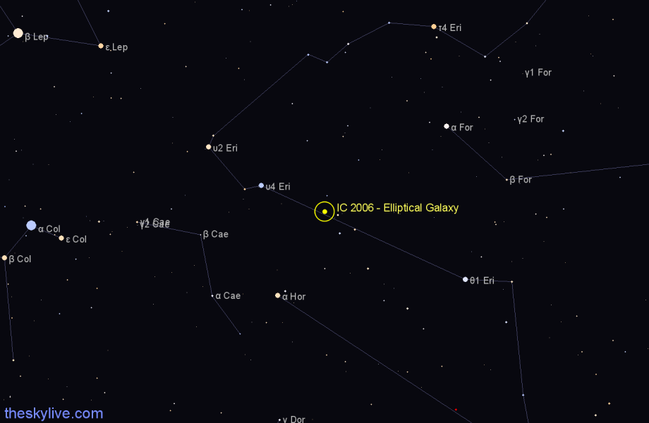 Finder chart IC 2006 - Elliptical Galaxy in Eridanus star