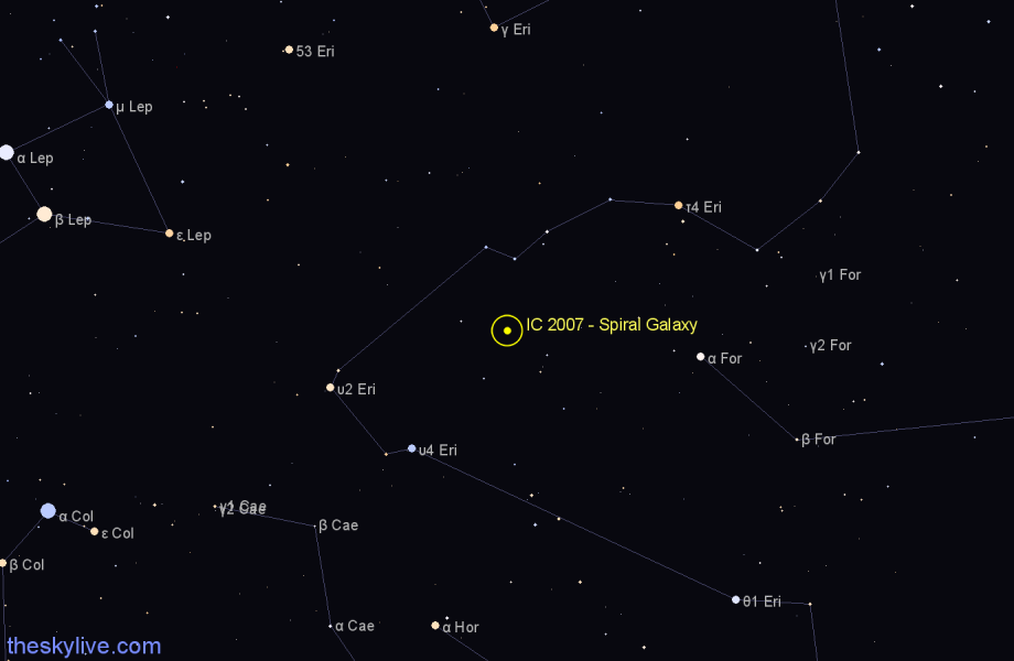 Finder chart IC 2007 - Spiral Galaxy in Eridanus star